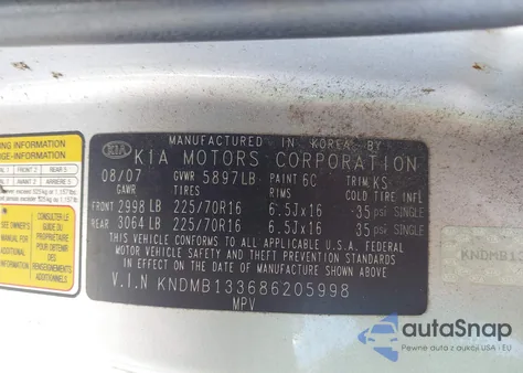 2008 Kia Sedona from USA, damaged, VIN KNDMB133686205998